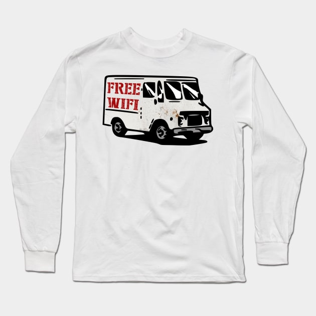 free wifi free candy rusty van funny meme Long Sleeve T-Shirt by Captain-Jackson